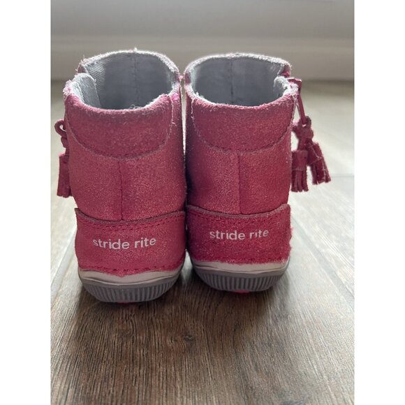 Stride Rite Pink Sparkly Zippered Boots Sz 8W - Picture 4 of 7